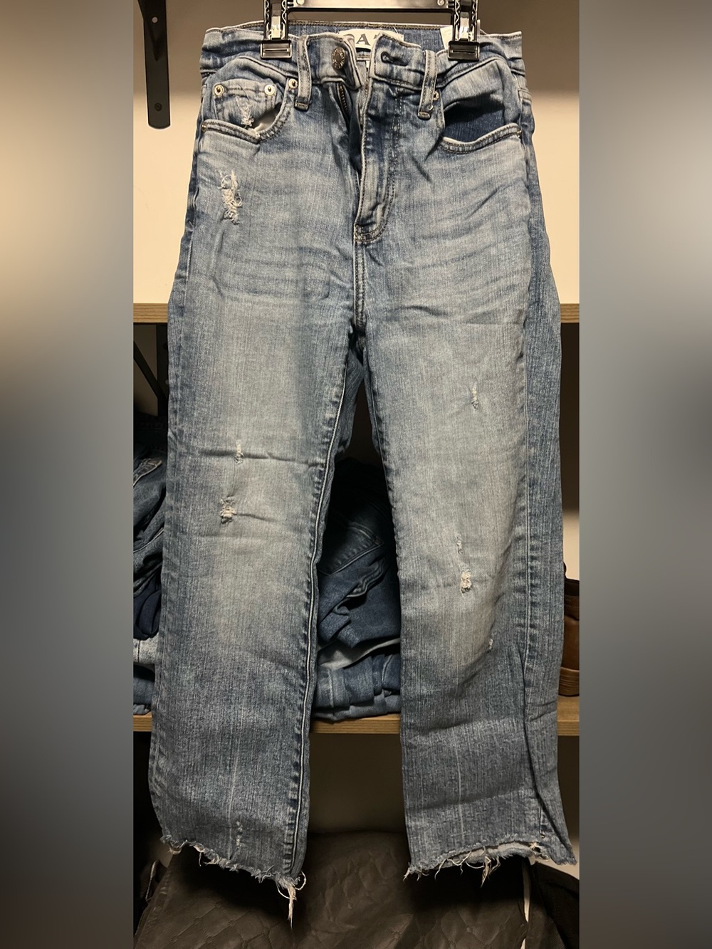 Women's Light Blue Distressed Cropped Jeans